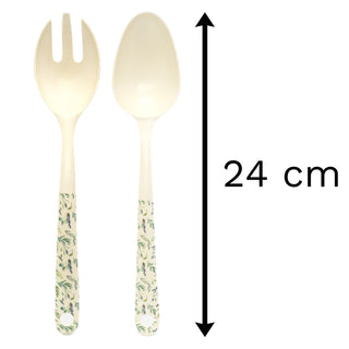 Set Of 2 Olive Grove Bamboo Salad Servers | Eco Friendly Salad Fork Salad Spoon | Kitchen Serving Utensils