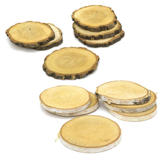 Set of 6 Natural Wood Tree Log Slices | Rustic Wedding Decorations Candle Stand | Drinks Coasters