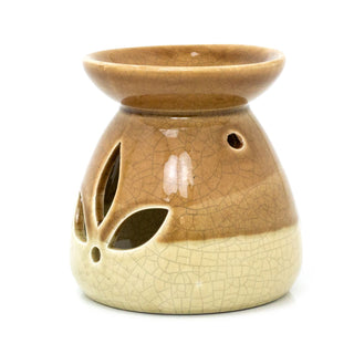 Brown Crackled Ombre Glaze Oil Burner | Ceramic Tea Light Essential Oil Burner