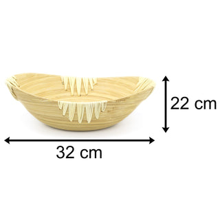 Oval Bamboo Presentation Bowl | Decorative Wooden Display Dish | Eco Friendly Bamboo Table Centerpieces