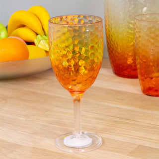 Orange Ombre Plastic Wine Glass Reusable Wine Glass Goblet Garden Picnic - 400ml