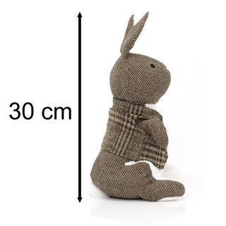 Herringbone Rabbit Door Stop Novelty Fabric Animal Doorstop Hare Door Stopper - Brown