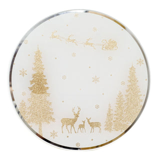 Gold Glitter Christmas Candle Plate | Glass Candle Holder Reindeer Candle Tray