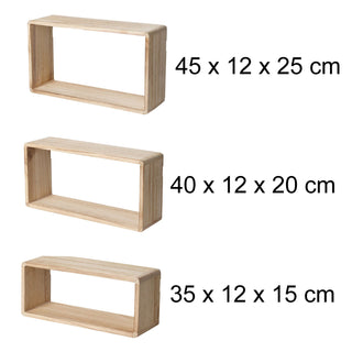 Set Of 3 Wooden Cube Floating Wall Shelves | Wall Mounted Display Shelf Set
