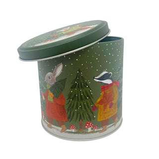 Woodland Scene Christmas Chocolate Tin, Gisela Graham Festive Metal Tin 10cm