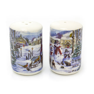 Fine China Magic of Christmas Salt & Pepper Shakers Snowman Salt and Pepper Pots