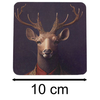 Set of 6 Forest Animal Head Coasters | Animal Cork Backed Coaster Set - 10cm