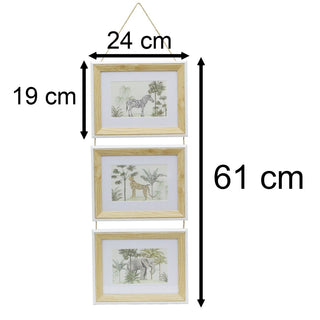 3 - Aperture Safari Animal Pictures for Wall, Set of 3 Picture Frames Wall Art Set