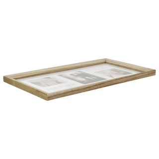 3 Aperture Wedding Photo Frame, Natural Wood Collage Display 42 x 24 cm