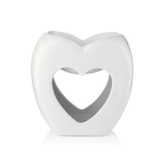 White Heart Shaped Ceramic Wax Melt Burner Fragrance Oil Burner | Essential Oil Diffuser Tealight Candle Holder | Aroma Lamp Candle Diffuser