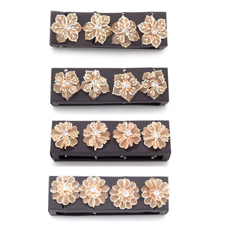 Set Of 4 Rose Gold Floral Napkin Rings | Elegant Flower Napkin Holder | Wedding Serviette Rings Table Napkin Holder - Design Varies