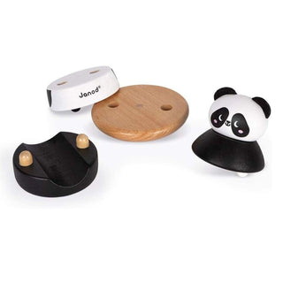 Janod Panda Tumbler | Wooden Stacking & Rocker Early Learning Toy | Age 12m+