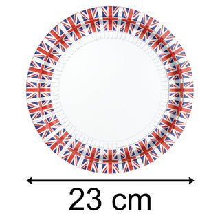 8 Great Britain Flag Union Jack Party Plates | Pack Of 8 Britannia Union Jack Paper Plates | Eight Queens Platinum Jubilee Party Plates