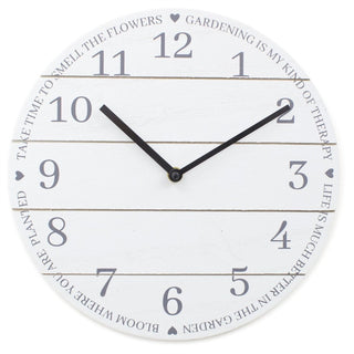 30cm Potting Shed Gardening Round Clock - Wooden Wall Mounted Analogue Clock