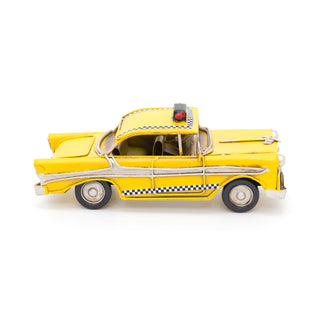 16cm Retro New York City Taxi Tin Model Car | Vintage Metal American Yellow Cab Decoration | Yellow Taxi Cab Ornament