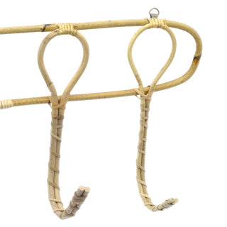62cm Decorative Rattan 5 Wall Hooks Organiser | Wall Mounted 5 Wicker Hanger Hooks | Decorative Wooden Coat Pegs Multi Purpose Wall Hooks