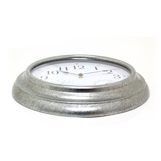 Galvanized Metal Weather Station Wall Clock Hygrometer Thermometer Clock - 46cm