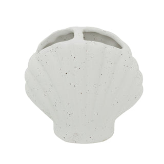 Shell Toothbrush Holder, 11cm Ceramic Speckled Coastal Bathroom Stand