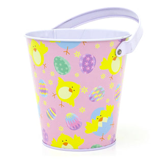 Tin Easter Egg Hunt Bucket | Metal Easter Basket Easter Bucket With Handle