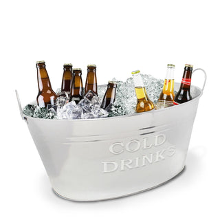 Large Oval Metal Drinks Pail | Party Ice Bucket Cooler With Handles - 20L