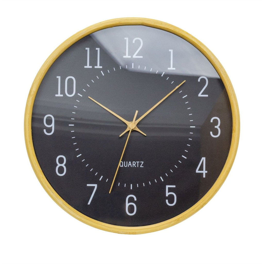 32cm Modern Scandi Round Bamboo Wall Clock | Wall-mounted Wooden Clock ...
