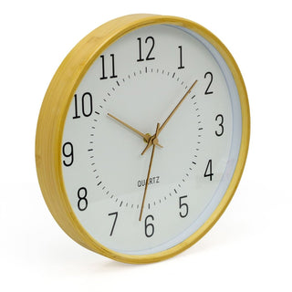 32cm Modern Scandi Round Bamboo Wall Clock | Wall - mounted Wooden Clock - White
