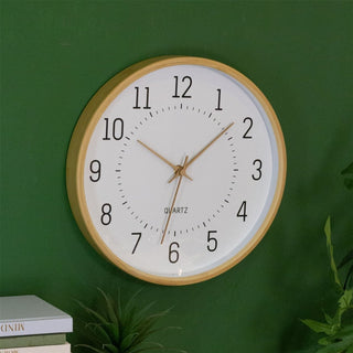 32cm Modern Scandi Round Bamboo Wall Clock | Wall - mounted Wooden Clock - White