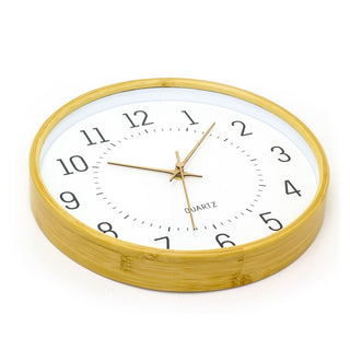 32cm Modern Scandi Round Bamboo Wall Clock | Wall - mounted Wooden Clock - White