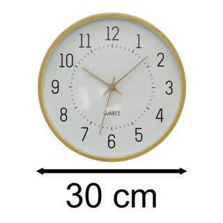 32cm Modern Scandi Round Bamboo Wall Clock | Wall - mounted Wooden Clock - White