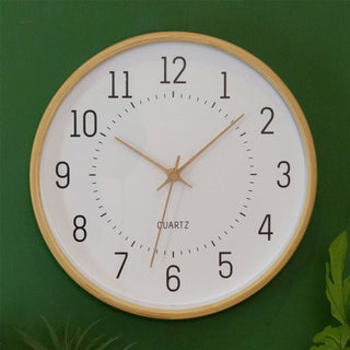 32cm Modern Scandi Round Bamboo Wall Clock | Wall - mounted Wooden Clock - White