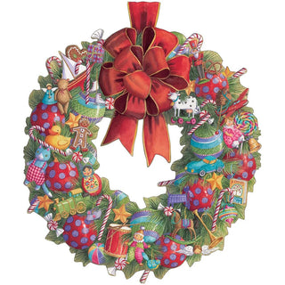 Christmas Wreath Advent Calendar, 33cm Hanging Design with 24 Numbered Doors