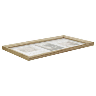 3 Aperture Wedding Photo Frame, Natural Wood Collage Display 42 x 24 cm