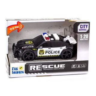 Friction-Powered Toy Police Car Lights & Siren | Black & White Cop Car for Kids