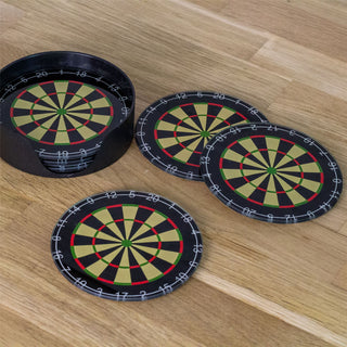 Set Of 6 Round Glass Dartboard Coasters | Novelty Drinks Coasters for Home Bar