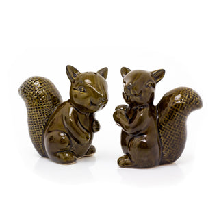 Novelty Squirrel Salt And Pepper Pots | Forest Toile Animal Salt And Pepper Shakers Salt And Pepper Set | Stoneware Cruet Set Condiment Set