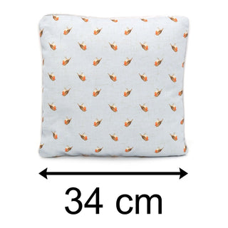 34cm Robin Redbreast Blue Scatter Cushion | Garden Bird Fabric Filled Sofa Cushion | Winter Bird Bed Throw Pillow With Cover