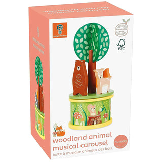Woodland Animal Musical Carousel | Wooden Music Box Toy Merry Go Round Ornament
