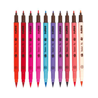 Djeco DJ08802 - 10 Felt Tip Brush Pens | Double Felt Tip Pens For Kids - Sweet