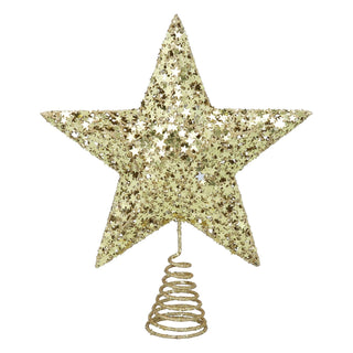 Gold Star Confetti Christmas Tree Topper, Gisela Graham Glitter Decoration 29cm