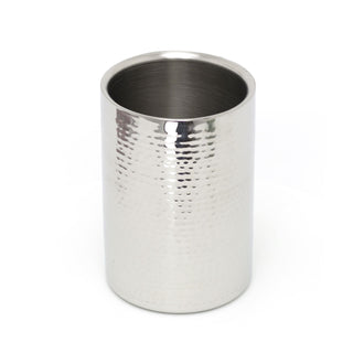 Stylish Hammered Silver Stainless Steel Bottle Wine Cooler | Prosecco Chiller Champagne Wine Ice Bucket | Double Walled Wine Bottle Holders