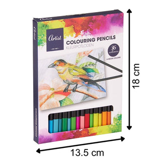 36 Colouring Pencils with 6 Neon Colours, Artist Drawing & Colouring Pencils