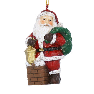 Santa On Chimney Resin Hanging Christmas Tree Decoration, Gisela Graham 8cm