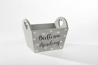 Shabby Chic Wooden Book Storage Box Tray With Handles ~ Bedtime Reading Crate