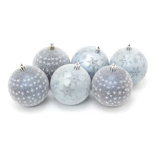 6 Piece Frosted Blue Christmas Baubles | Christmas Tree Decorations | Blue Xmas Baubles Christmas Decor