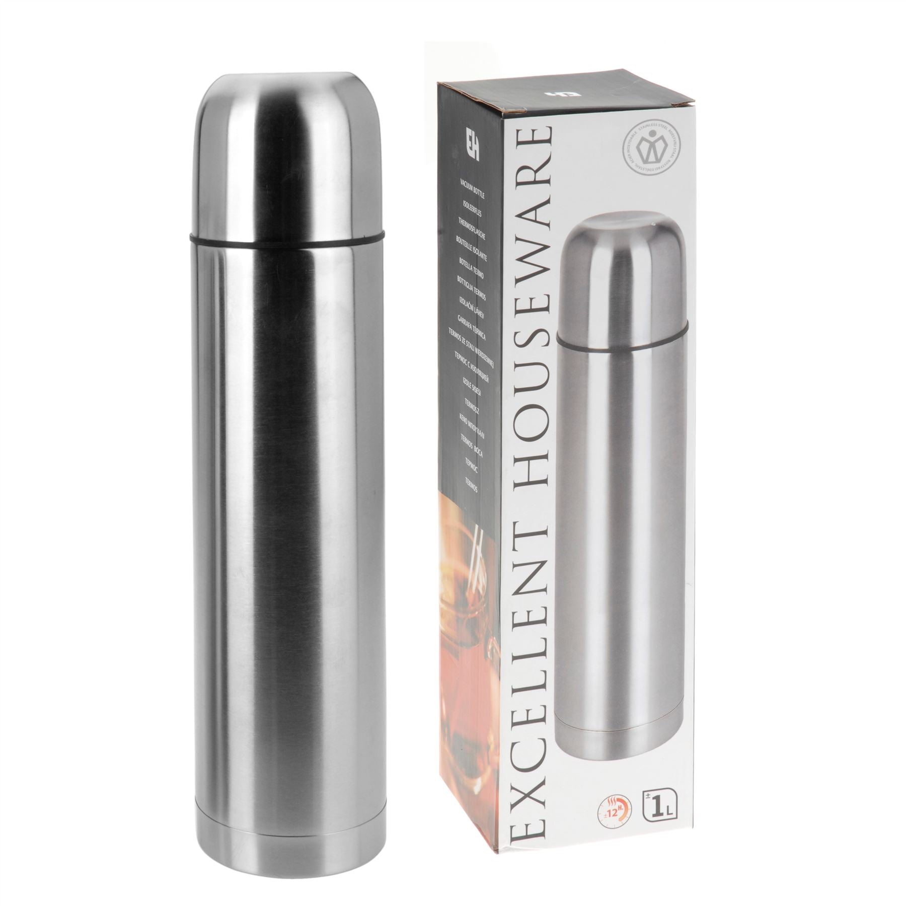 Litre Stainless Steel Thermos Flask Double Walled Insulated