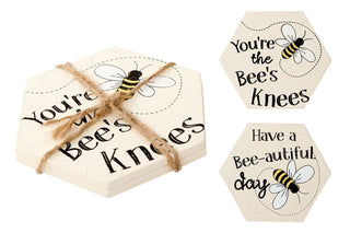 Lovely Set Of 2 Hexagon Bumble Bee Tea Coffee Drinks Coasters ~ Cup Mug Table Mats