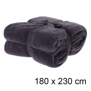 Charcoal Grey Snug Throw Fleece Blanket | Super Soft Luxury Winter Plaid Sofa Throw Blanket | Snug Fluffy Throw Plush Bed Blanket 180 x 230cm