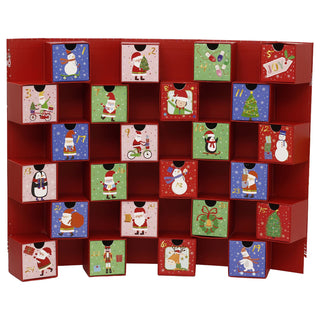 Red Folding Fill Your Own Christmas Advent Calendar, 24 Drawer Countdown