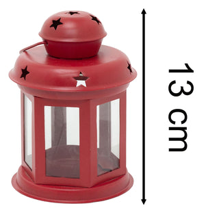 Red Moroccan Tealight Lantern, 13cm Indoor Outdoor Metal Hanging Candle Holder