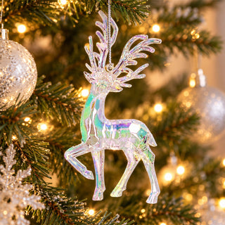 Iridescent Reindeer Hanging Christmas Tree Decoration, Gisela Graham 14cm